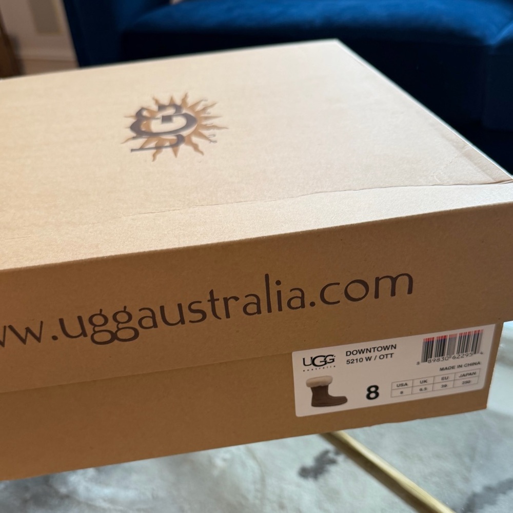 Ugg Downtown 5210 Chestnut Camel Light Brown Suede Sheepskin Tall Boots 8M - Picture 9 of 10